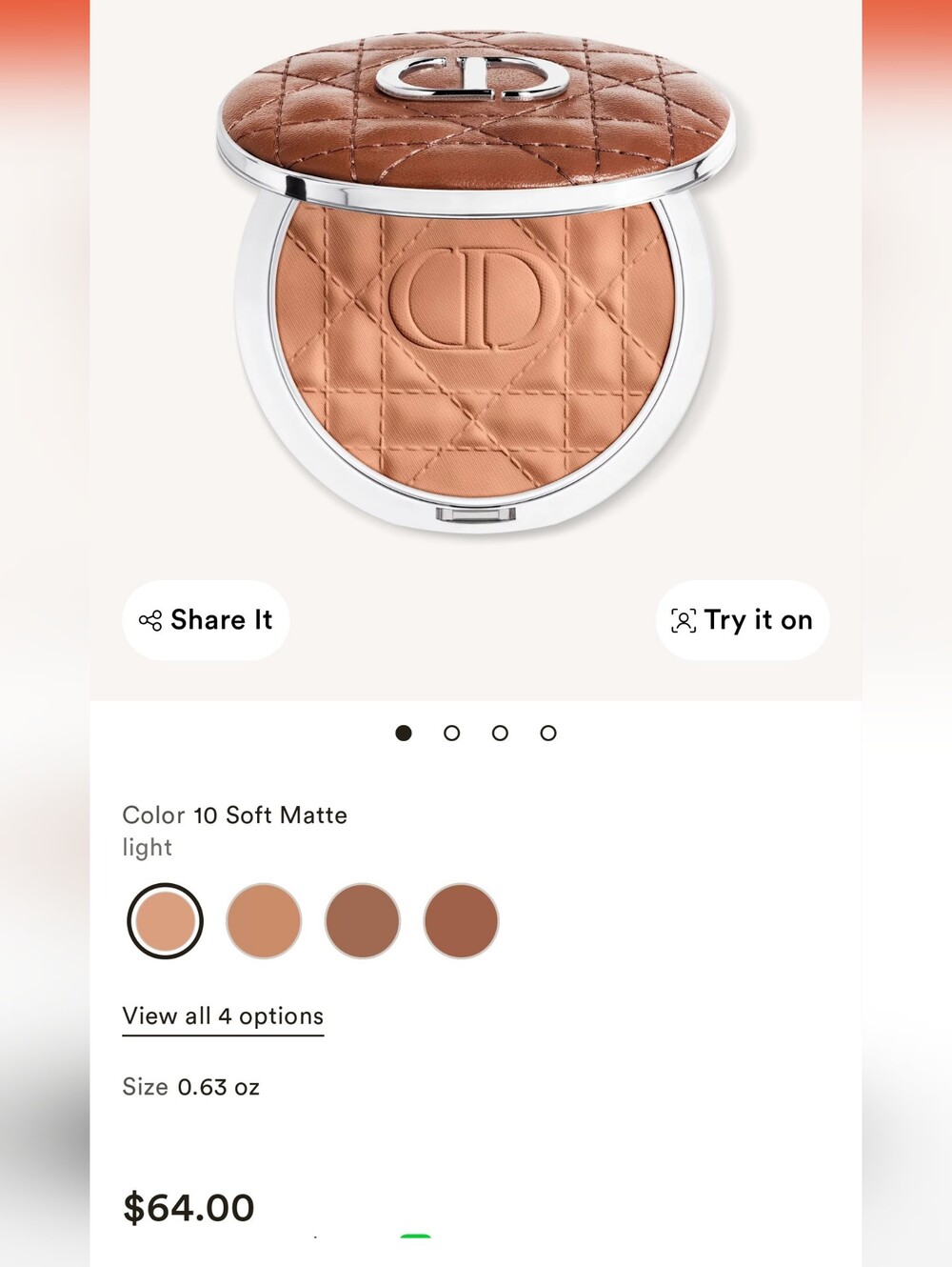Dior Diorskin Nude Air Compact Powder - Soft Matte 10 Light (Tan)
